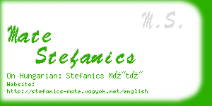 mate stefanics business card